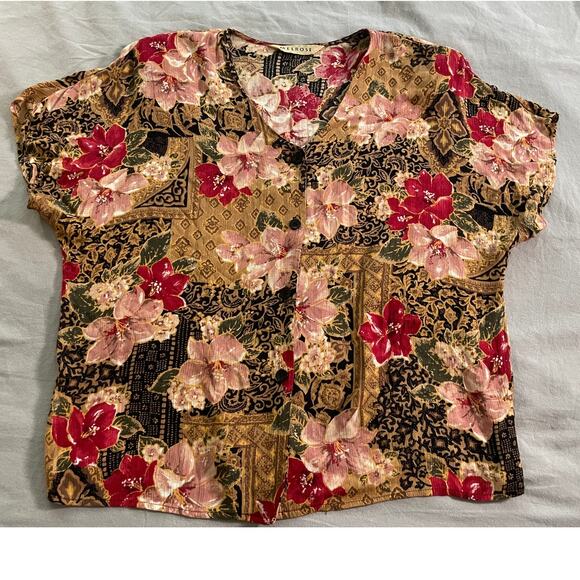 MELROSE floral quilted style pattern Short sleeve top - Picture 1 of 7